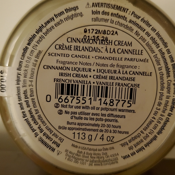 Bath & Body Works Cinnamon Irish Creme Tester Cand - Picture 3 of 3